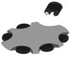 A diagram displays a stylized animal hide with six rounded black sections below and, above it, a close-up of a split black hoof—reflecting the detailed design of ProWax miniFit components.