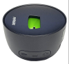 The Docking Station Roger On V2 is a black, round device with a central green-lit slot and side control buttons marked with plus and minus, designed for use with Roger On V2.