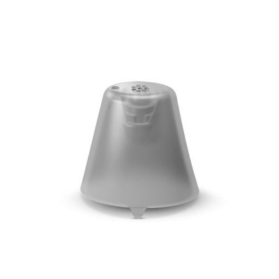 A single Signia Click Sleeve (Closed) in silver, dome-shaped with a small circular pattern of holes on top, is shown against a plain white background.