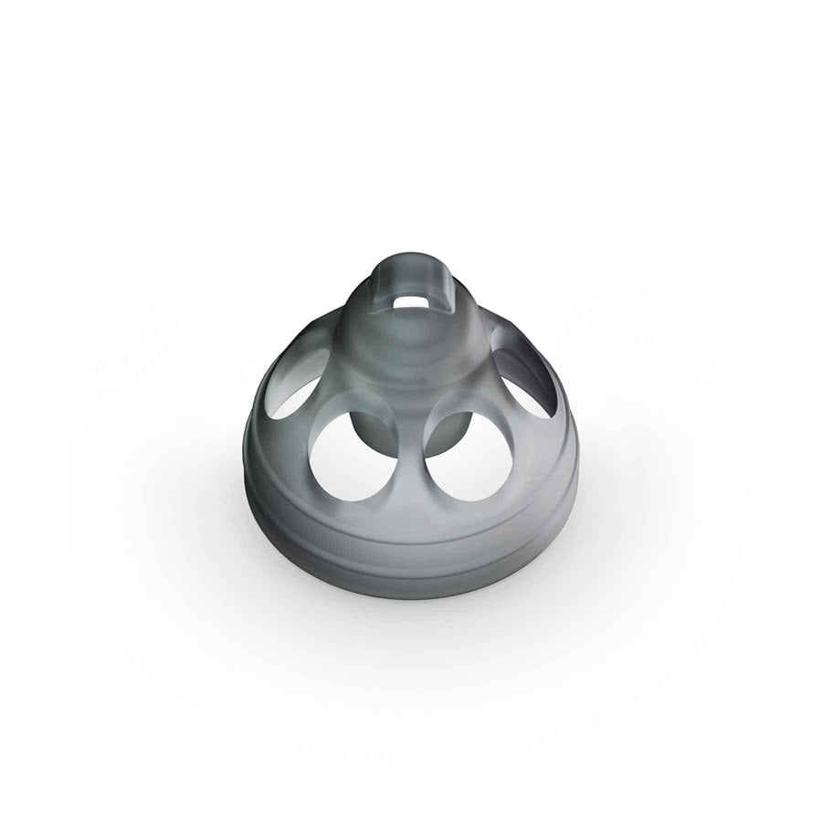 The Open Smokey Dome is a translucent, silicone, dome-shaped object with multiple round openings and a central raised section, displayed against a white background.